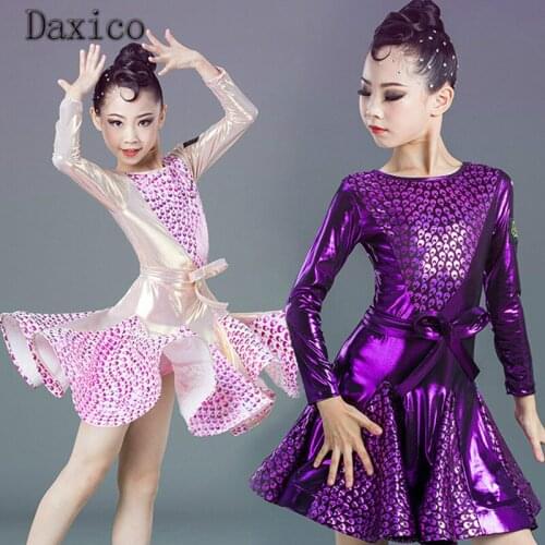 Children Professional Long Sleeve Latin Dance Dress Girl Ballroom Dance Wear Kids Modern Cha Cha Dance Costume Jazz Dance Cloth