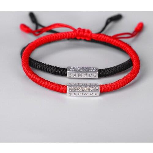 Hand-woven Red String Bracelet Seiko Diamond Knot Six-character Proverbs Bracelet Blessing Red Hand String