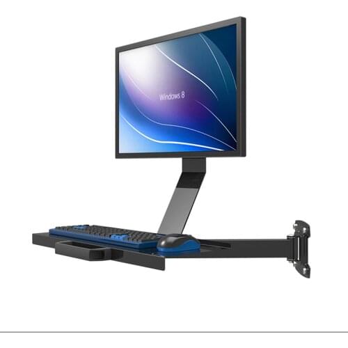 Full Motion Wall Mount Ergonomic Sit-Stand Workstation PS Stand Swivel Monitor Holder +Keyboad Holder w803