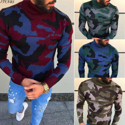Autumn Winter New Fashion Mens Long Sleeve Pullover High Neck Loose Knit Top Comfort O-Neck Sweater Outfits Plus Size