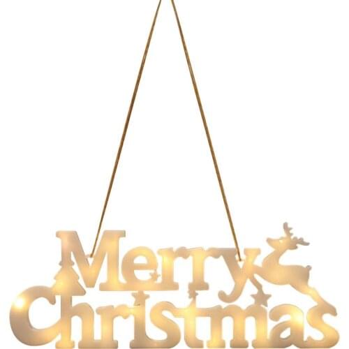Christmas LED Light Merry Christmas Letter Light Party Prop Decorative Lamp Glow Banner Xmas Tree Entrance Door Hanging Ornament