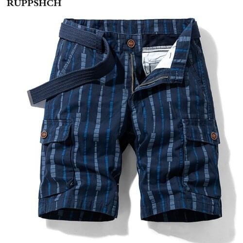2021 Summer New Men Cargo Shorts Men Cotton Casual Fashion High Quality Striped Decoration Cargo Pants Streetwear New Men Shorts
