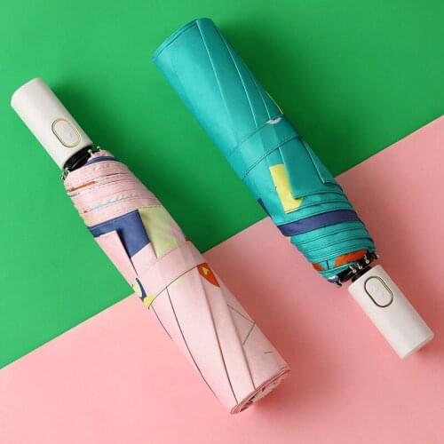 Folding Umbrella Cartoon Fashion Windproof Sun Rain Ladies Umbrellas Fully Automatic Anti-UV for Women Gift clear umbrella B50