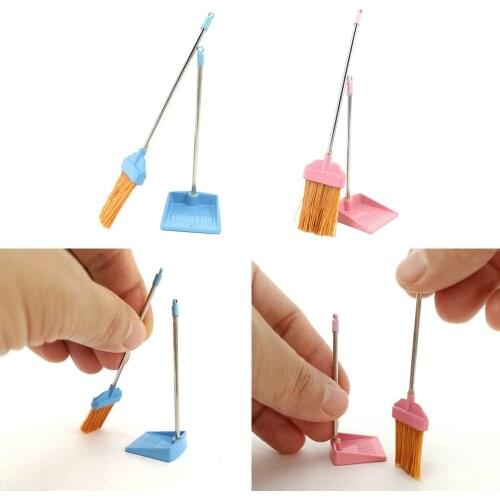 Modern 1:12 Scale Broom Dustpan Set Dollhouse Furniture Living Room Accs