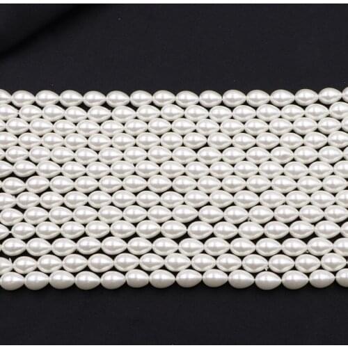 Waterdrop Glass Pearl Spacer Loose Beads for Jewelry Making DIY Necklace Bracelet Faux Pearls Accessories Gifts Findings 15" B8