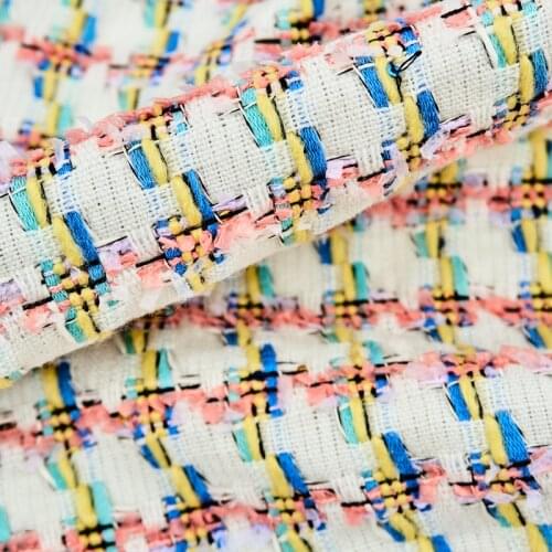 Pink Plover Case Butterfly Yarn Blended Tweed Fabric For Coat Dress Suits Telas Por Metro Tissus Au MÈTre Ткань Для Шитья Sewing