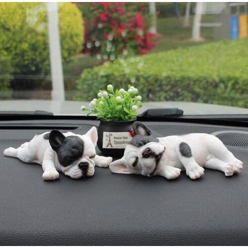 2021 Car Ornament Sleeping Position French Bulldog Car Decoration Cute Simulation cute Dog Interior Accessories
