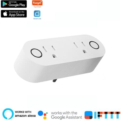 Mini 2-in-1 Smart Plug ,WiFi Socket US 16A Power Monitor Timing Function With Tuya Smart Life APP Alexa Google Assistant