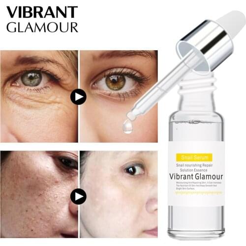 VIBRANT GLAMOUR Snail Hyaluronic Acid Anti-Aging Face Serum Whitening Shink Pores Mosturizing Repair Essence Liquid Skin Care