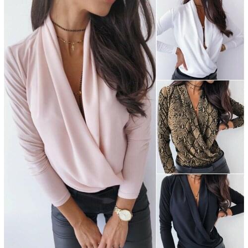 Women Fashion Blouse V-Neck Solid Color Long Sleeve Casual Loose Slim Office Lady Shirts Female Blusas Mujer Spring Autumn