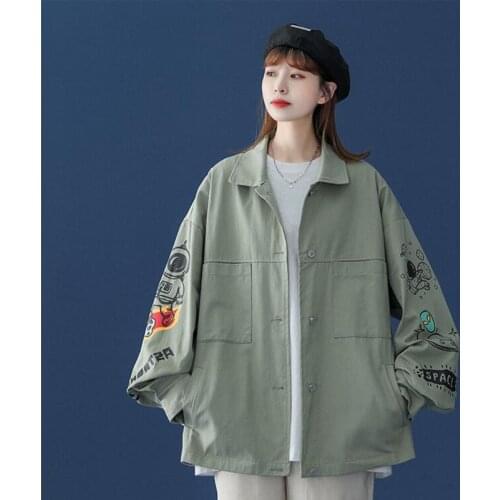 Autumn Jacket Female Ins Vintage Harajuku Spring New Streetwear Singel Breasted Long Sleeve Female Coat