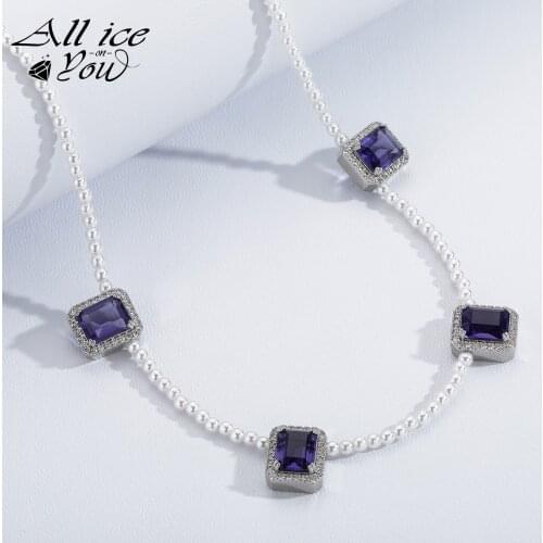 2021 New 3MM Retro Fashion Natural Square Large Pearl Colorful Stone Necklace Luxury Chain Hip Hop Jewelry Choker For Women Gift