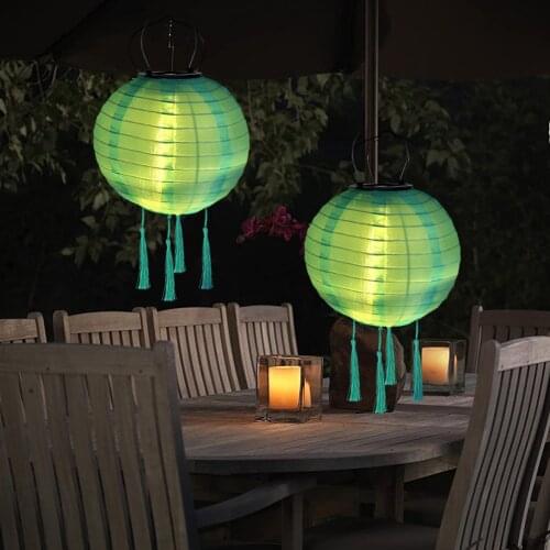 12inch LED Solar Lanterns Solid Color Festival Light Waterproof Hanging Global Lamp Chandelier with Tassel Landscape Lighting