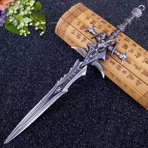 22cm World Of Warcraft Frostmourne Metal Sheep Head Sword Anime Manga Game Peripheral Alloy Knife Sword Weapon Model Toys