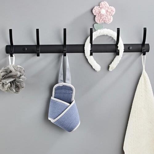 3/4/5/6 Hooks Punch-Free Bathroom Bedroom Wall Behind Door Hanger Entrance Keychain Bag Coat Umbrella Hanging Decorative Hook