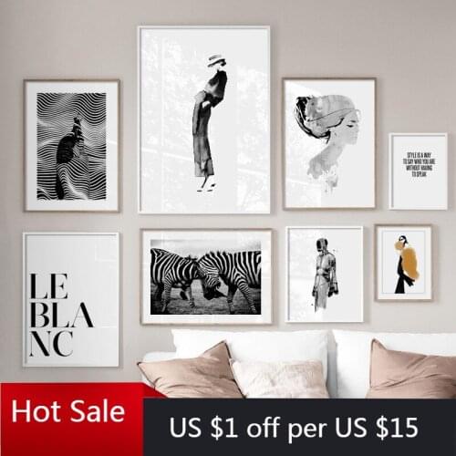 Abstract Paris Fashion Woman Zebra Quotes Prints Art Canvas Painting Wall Decor Pictures For Posters Aesthetic Room Decorative