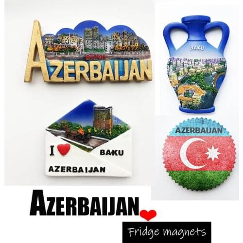 Azerbaijan Fridge Magnets Tourist Souvenir BAKU 3D Resin Magnets for Refrigerators Collection Travel Gift Home Decoration