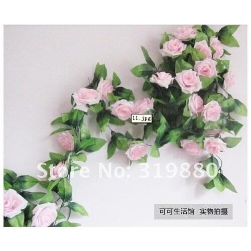 Free shipping Simulation flowers rose wedding celebrates9head decorative flower rattan