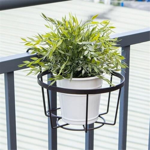 Big Balcony Hanging Plant Racks Round Flower Pot Planter Rack holder Railing Fence Outdoor Window Iron Bonsai Stand Decoration