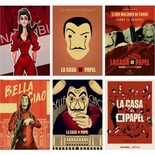 250GSM Paper Card Funny Graffiti Mural 2020 Season 4 Spanish La Casa De Papel Money Heist House of Paper PostCard DIY Painted