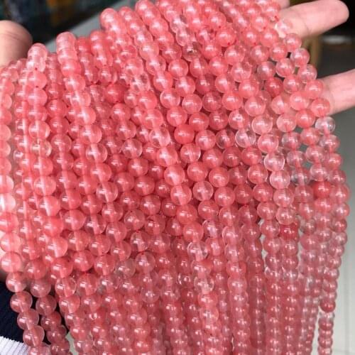 Natural Cherry Quartz Stone Beads Round Loose Watermelon Red Crystal Stone Beads For Jewelry Making 4/6/8/10mm Bracelet Craft