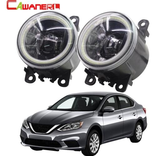 Cawanerl For Nissan Sentra 2.0L L4 2009 2010 2011 2012 Car Styling 4000LM LED Fog Light Angel Eye Daytime Running Light DRL 12V