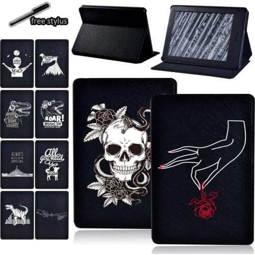 Tablet Case for Amazon Kindle Paperwhite 4/1/2/3/Amazon Kindle 8th/10th Gen Pu Leather Shockproof Cover Case + Free Stylus