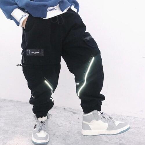 Boys plus fleece overalls 2020 winter new medium and big childrens reflective trousers warm childrens winter pants