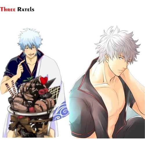 Three Ratels FC874 Gintama Sakata Gintoki Kimono Silver Soul Anime car windshield sticker road bike decal