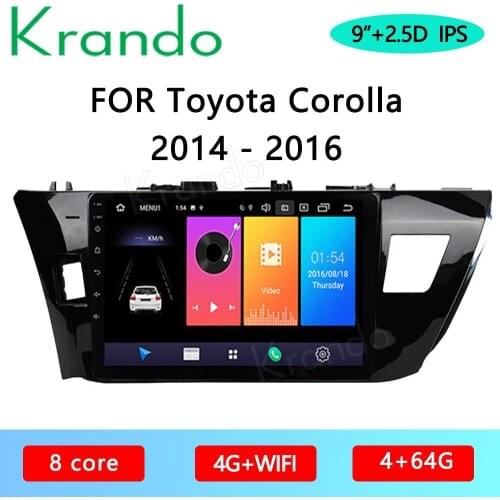 Krando Android 10.0 9" IPS Full Touchcar navigation system for Toyota Corolla 2014-2016 Audio Gps Navigation Player Wifi Carplay