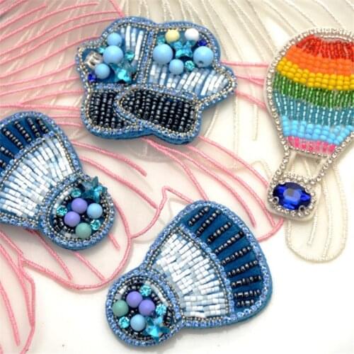 Maxsin 1 Pc High Quality Handmade Beaded Rhinestone Clouds Colorful Balloons Sticker Clothing Accessories Bag Shoe Hat Patch DIY