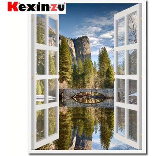 Kexinzu Full 5D DIY Square/ Round Diamond Painting"Bridge Scenery" 3D Embroidery Cross Stitch Mosaic diamondpainting Gift