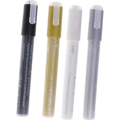 Pack of 4 Gold & Silver & White & Black Acrylic Paint Marker Pen Art Permanent Paint Pens Markers Set