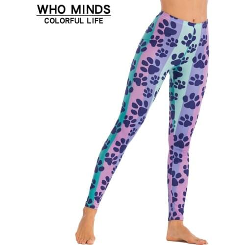 Printed Blue Dog paw Anti Cellulite Elasticity Fashion Sexy Legging Push Up Fitness Gym Leggings Women Pants Stacked Slim Legins