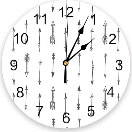 Black Arrow White Background Modern Wall Clock For Home Office Wall Decoration Living Room Bathroom Decor Needle Hanging Watch