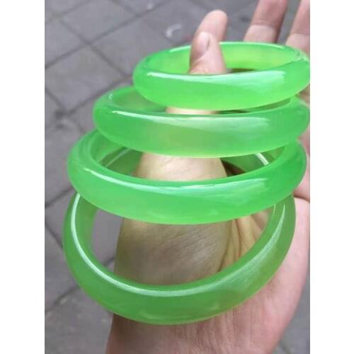Class A Natural Chalcedony Apple green bracelets women handcarved jade bangle jewelry jadeite bangles Real agate gift bracelet
