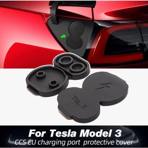 New Model3 Car For Tesla Model 3 2021 Accessories Europe Car Charging Port Dust Plug Protective Cover Model Y Model Three