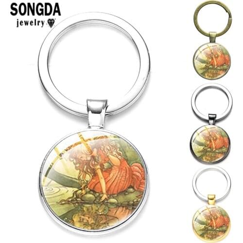 SONGDA Arrival Frog Art Design New Keychain Differert Styles And Exquisite Chic Pattern Glass Face Pendants Small Ornaments Gift