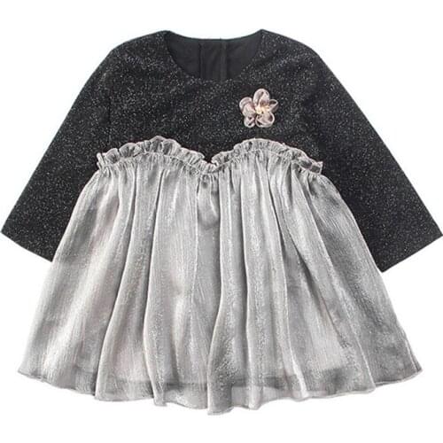 Baby Girls Clothing Autumn Sequined Girls Clothes Kids Dresses for Girls Princess Dress Children Dresses with Flower 0-4T