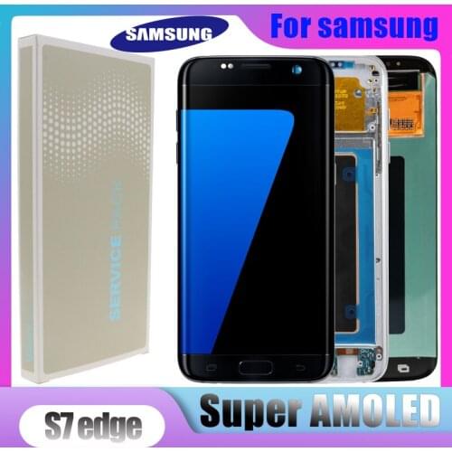 ORIGINAL 5.5'' SUPER AMOLED LCD with frame for SAMSUNG Galaxy s7 edge G935 G935F LCD Display Touch Screen Digitizer Assembly