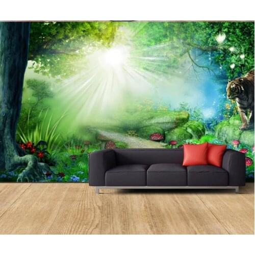 Custom photo wallpapers 3d murals wallpaper for walls Large cartoon murals forest jungle tiger background wall papers home decor