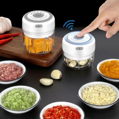 Manual Garlic Press Electric Peeler Kitchen Device Set Home Appliance Stainless Steel Blade Grater for Fruit Supply USB Charging