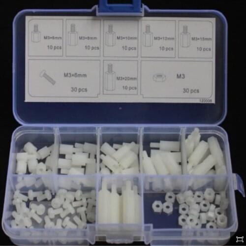 M3 Series 120 pcs White nylon screws and nuts insulated isolation column Screw Accessories Kit