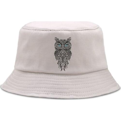 Cool Owl Print Hip Hop Fishermans Hats Outdoor Unisex Panama Caps Foldable Summer Fishing Sun Cap Sunscreen Beach Bucket Hat