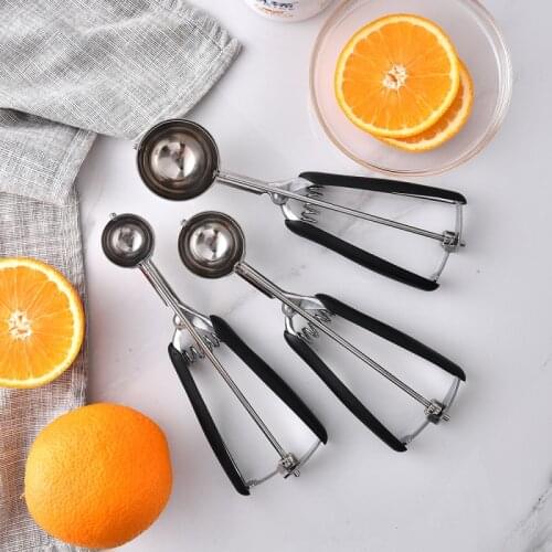 Three Size Ice Cream Scoops Stacks Stainless Steel Ice Cream Digger Non-Stick Fruit Ice Ball Maker Watermelon Ice Cream Spoon