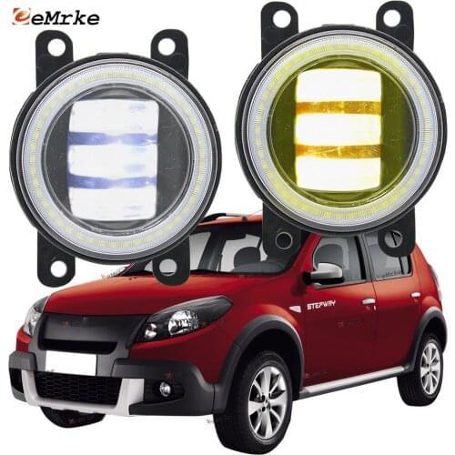 2x Led Angel Eye DRL for Renault Sandero / Stepway B8_ 2011 2012 2013 2014 LED Fog Lights Lamp Lens Daytime Running Light 12V