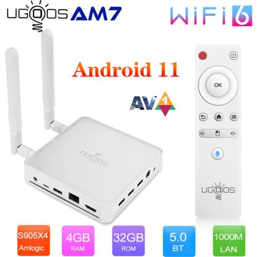 UGOOS AM7 TV BOX Android 11 Amlogic S905X4 DDR4 4GB RAM 32GB ROM Support AV1 CEC HDR WiFi6 1000M BT5.0 OTT 4K TVBOX Set top box