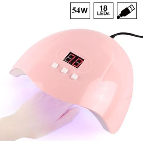 UV Lamp for Manicure 54W LED Nail Dryer Lamp Sun Light Curing All Gel Polish Drying Gel Varnish USB Smart Timing Nail Art Tools