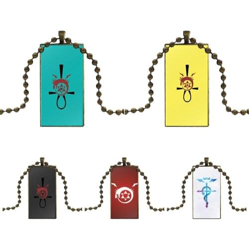 For Women Men Party Vintage Fullmetal Alchemist Sign Glass Pendant Galaxy Pendant Necklace Women Bronze Plated Necklaces Jewelry