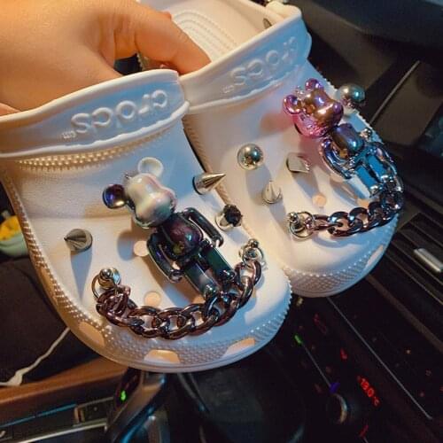 Vintage Bundle Shoes Charms for Croc High Quality Rivet Chain Clogs Shoe Buckle Fashion Trend Charms for Crocs DIY Punk Style